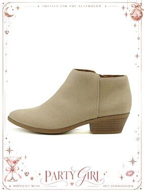 Faux Leather Ankle Booties Closed Round Toe Side Zipper Western